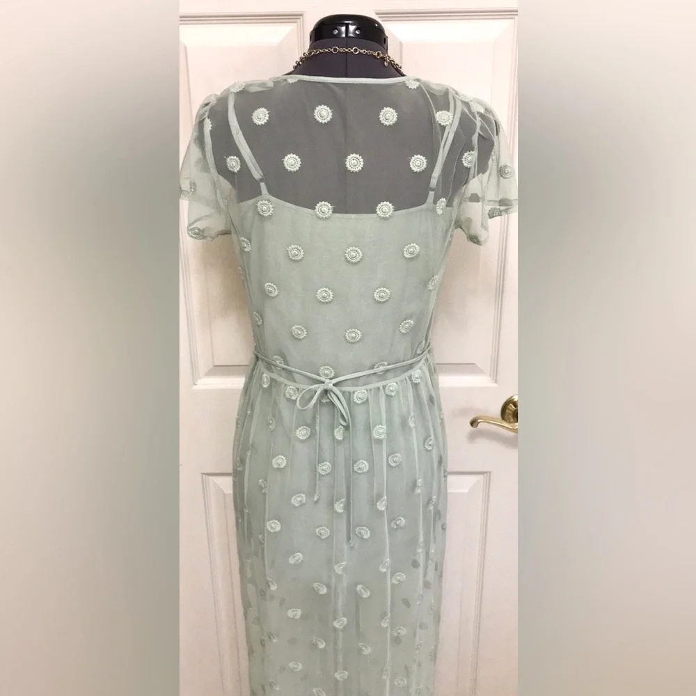 Abercrombie & Fitch Mint Embroidered Maxi Dress